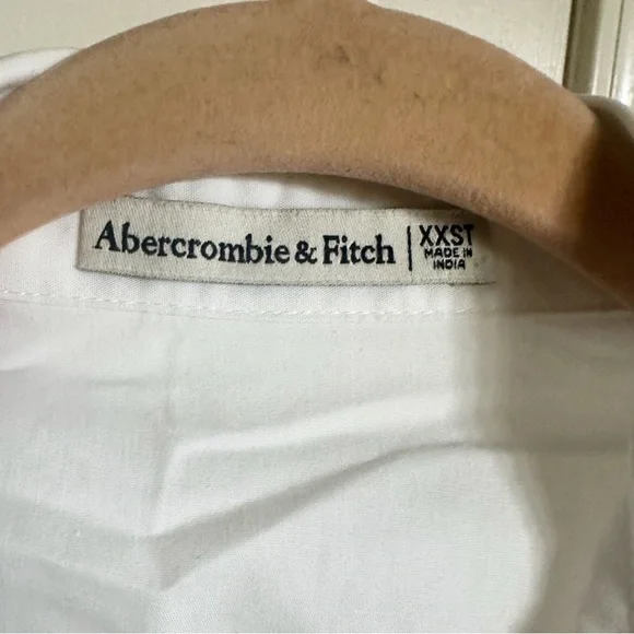 Abercrombie and Fitch White Puff Sleeve Poplin Shirt Dress - Picture 6 of 6